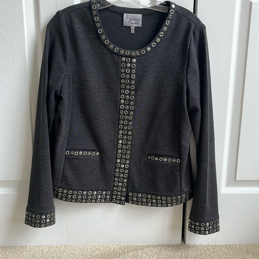 Lynn Ritchie Silver Snap Up Jacket, Euc - image 1